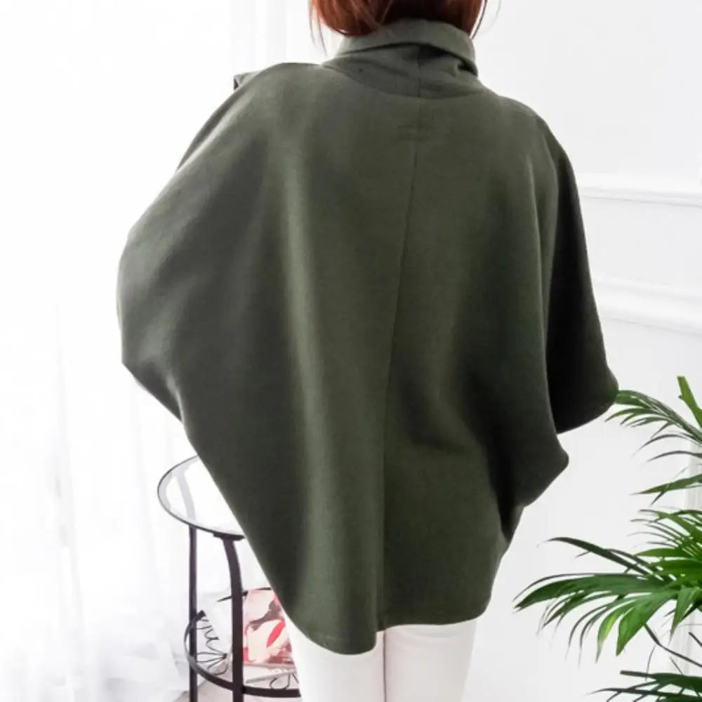 2023 Women Sweatshirts Spring High Neck Batwing Crossed Poncho Cloak Cape Solid Batwing Sleeve Hoodies Clothes Sudaderas
