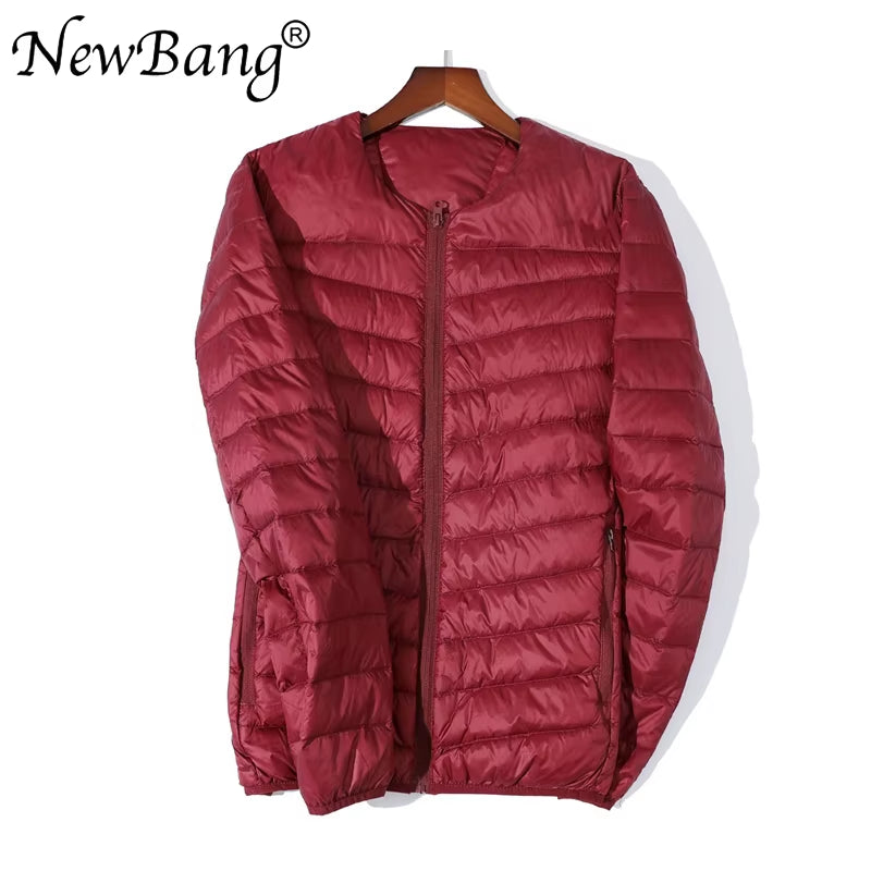 Ultra Light down Jacket Men Zipper Single Breasted Portable O-Neck Spring Autumn Winter without Collar Warm Liner
