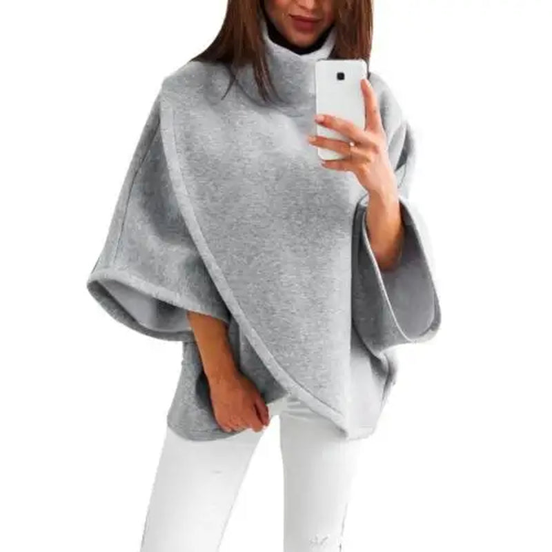 2023 Women Sweatshirts Spring High Neck Batwing Crossed Poncho Cloak Cape Solid Batwing Sleeve Hoodies Clothes Sudaderas