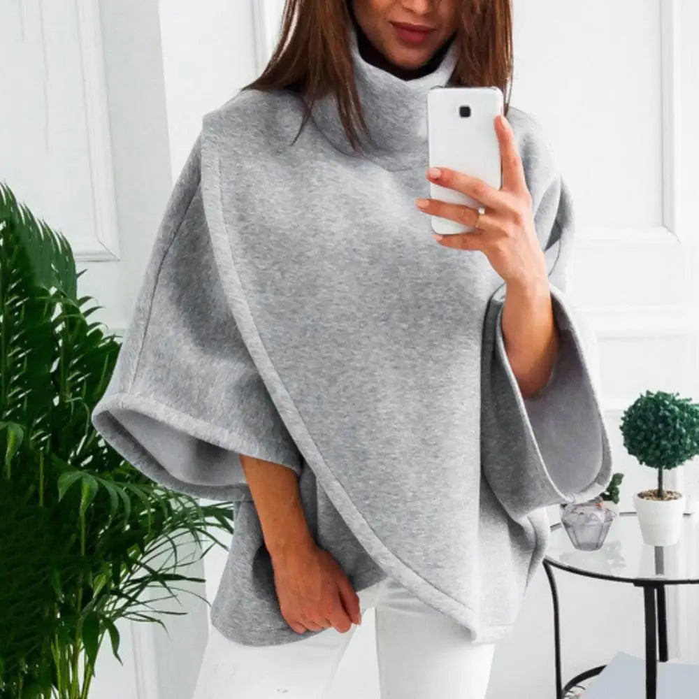 2023 Women Sweatshirts Spring High Neck Batwing Crossed Poncho Cloak Cape Solid Batwing Sleeve Hoodies Clothes Sudaderas