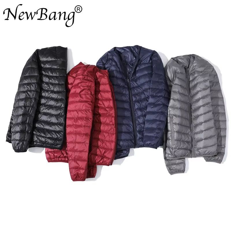 Ultra Light down Jacket Men Zipper Single Breasted Portable O-Neck Spring Autumn Winter without Collar Warm Liner