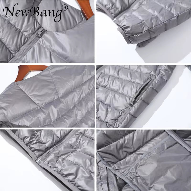 Ultra Light down Jacket Men Zipper Single Breasted Portable O-Neck Spring Autumn Winter without Collar Warm Liner